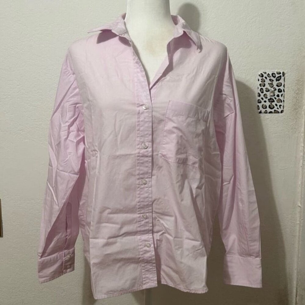zara light pink button up blouse size M • good preowned condition but very wrink